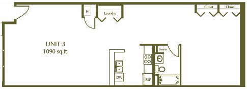 1 Bedroom / 1 Bath / 1090 Sq.Ft. - Eleventh Street Lofts