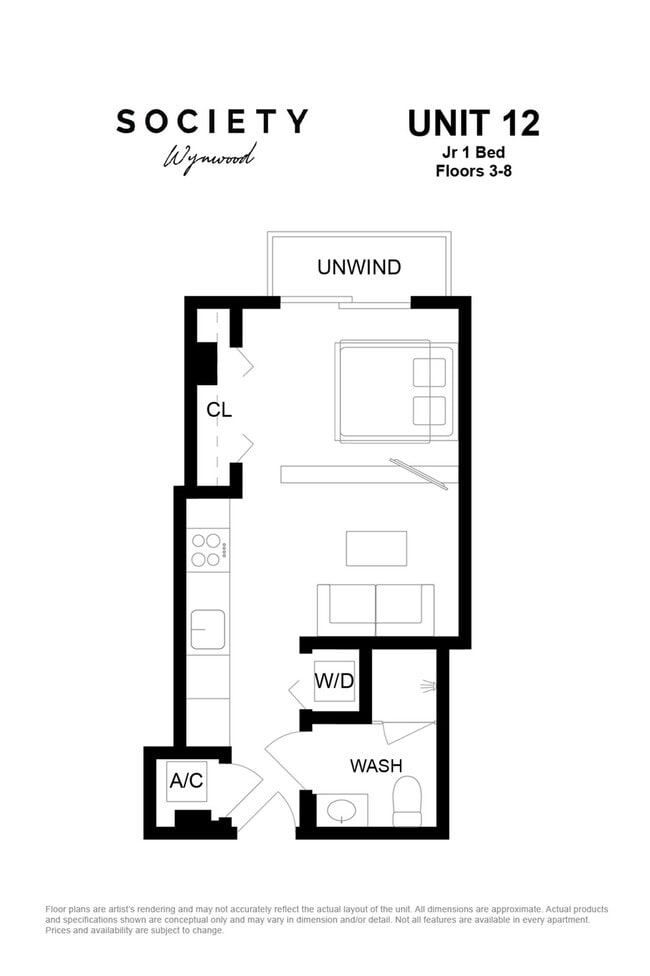 Jr 1 Bed - Unit 12 - Fl 3-8 - Society Wynwood