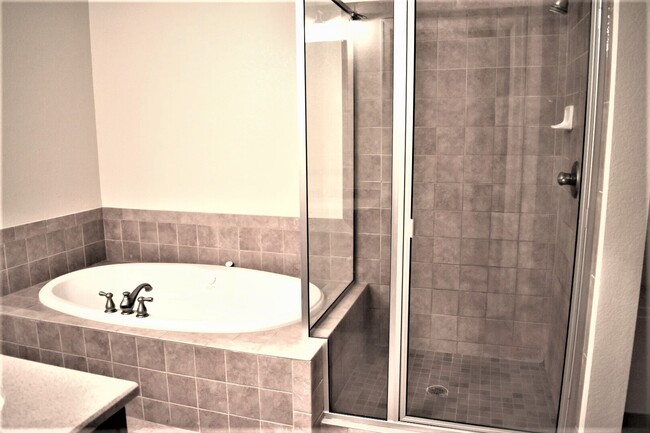 Master Bath - soaking tub/separate tiled shower - 2200 S University Blvd