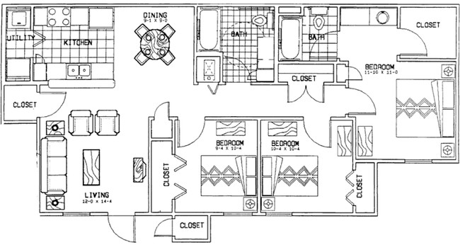 3BR/2BA - Lakeside Homes Apartments