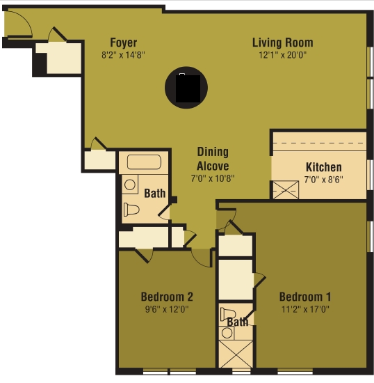 2BR/1BA - Southampton Apartments