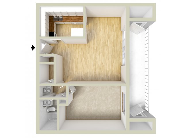 One bedroom floor plan - Main Line Berwyn Apartments