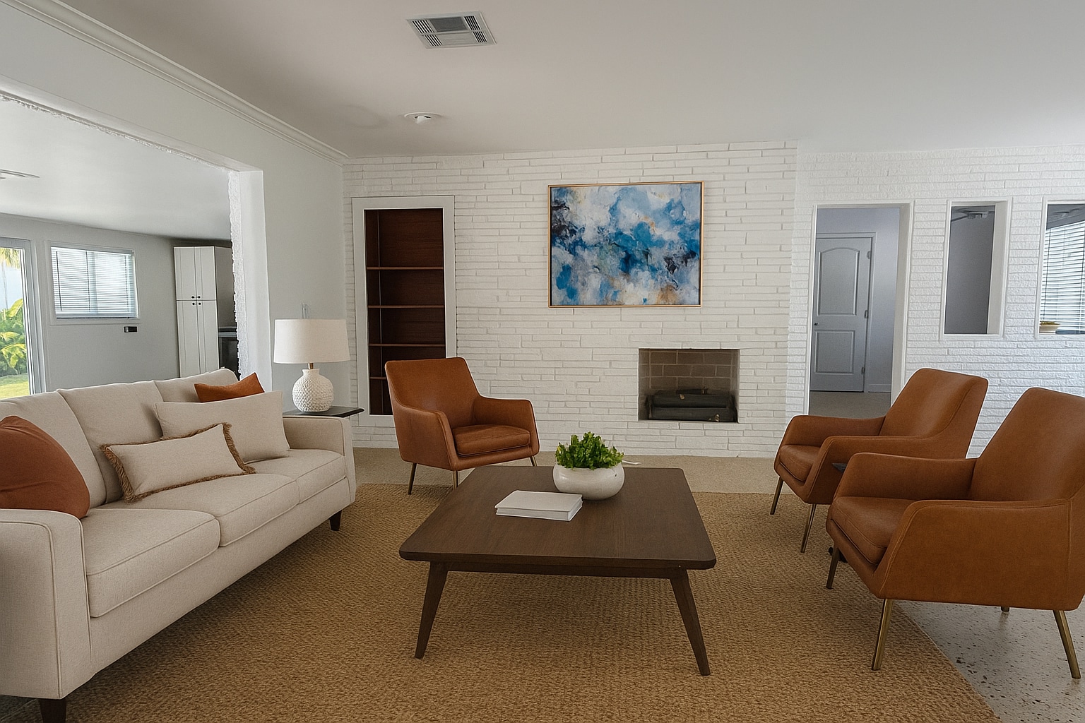 Living Room with Fireplacde - 602 NE 37th St