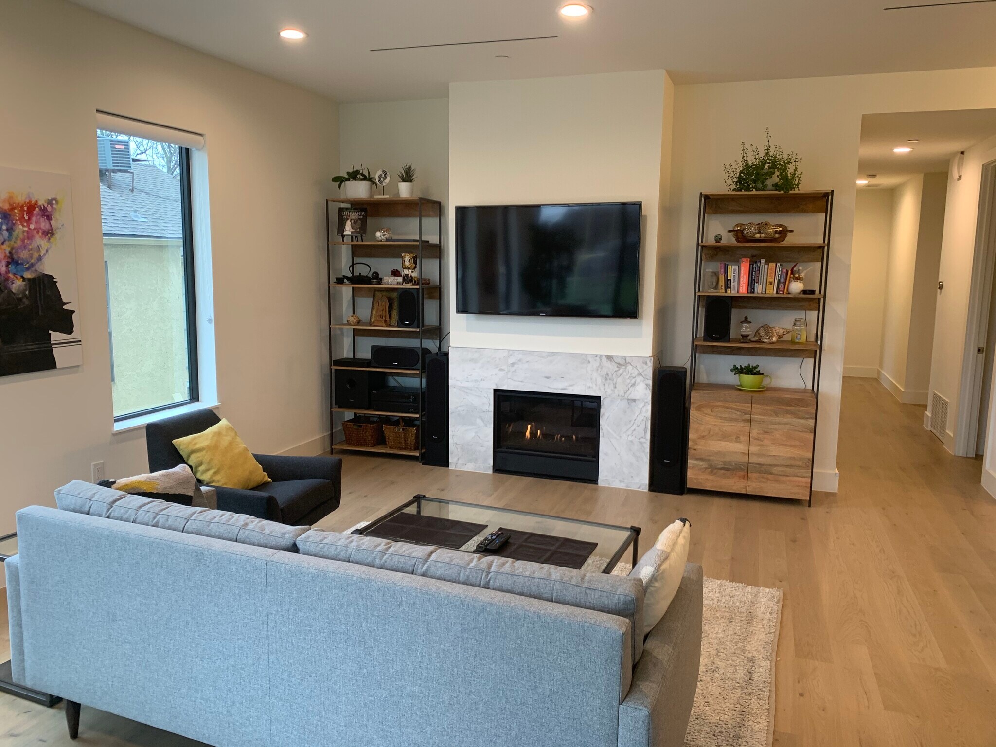 Living room with fireplace - 3923 Cole Ave