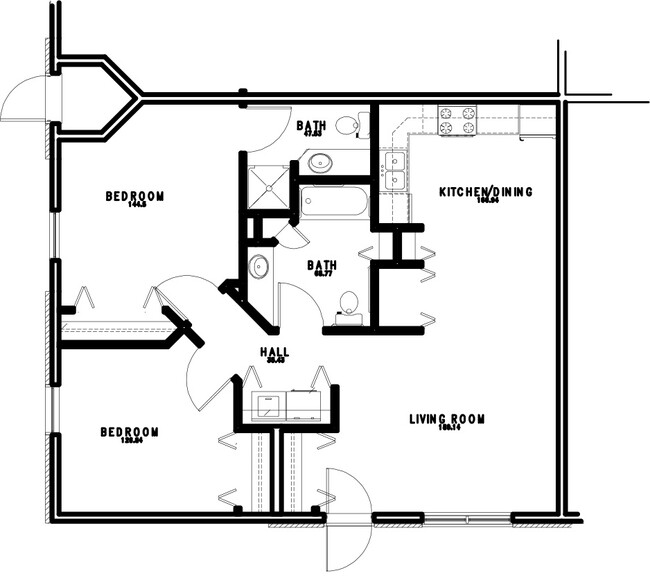 2 Bedroom Floor Plan - Villas at Fox Pointe