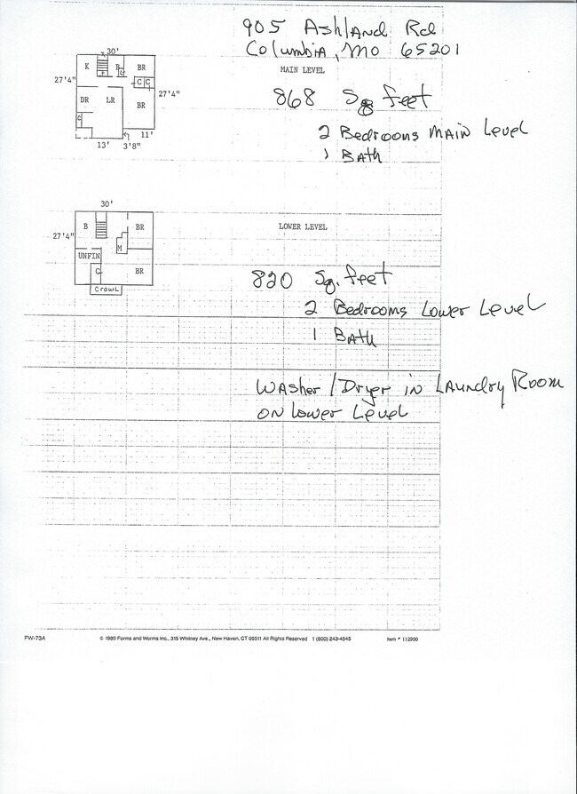 Floor Plan not to scale - 905 Ashland Rd