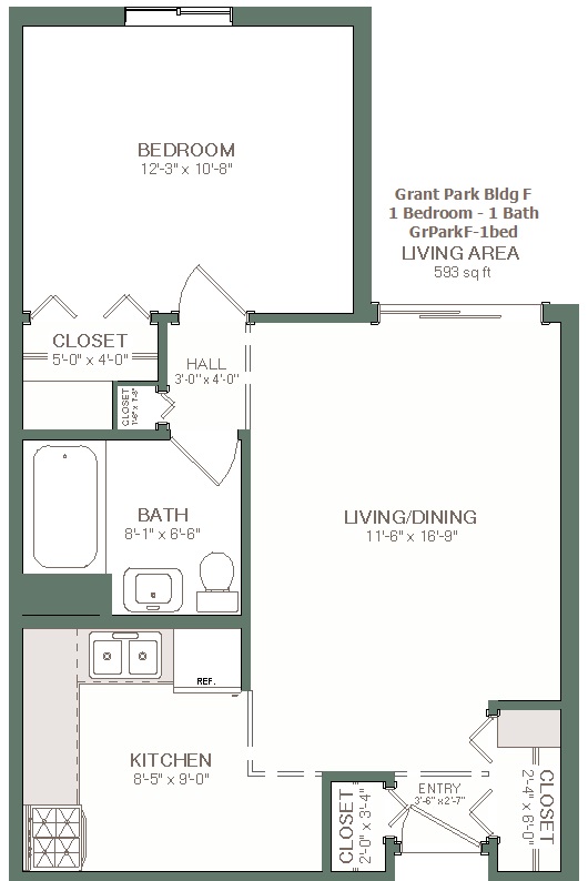 593 sq ft - Grant Park Square Apartments