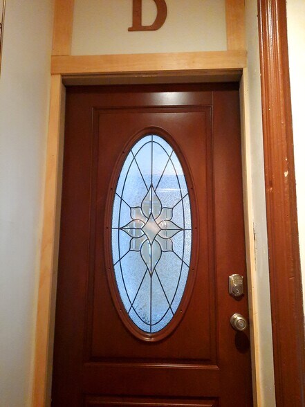 custom beveled door with electronic lock - 247 Main St