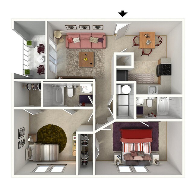 Regent | 2 Bed 2 Bath | 1010 sq ft | Morgan Ridge Apartments in Winston-Salem - Morgan Ridge