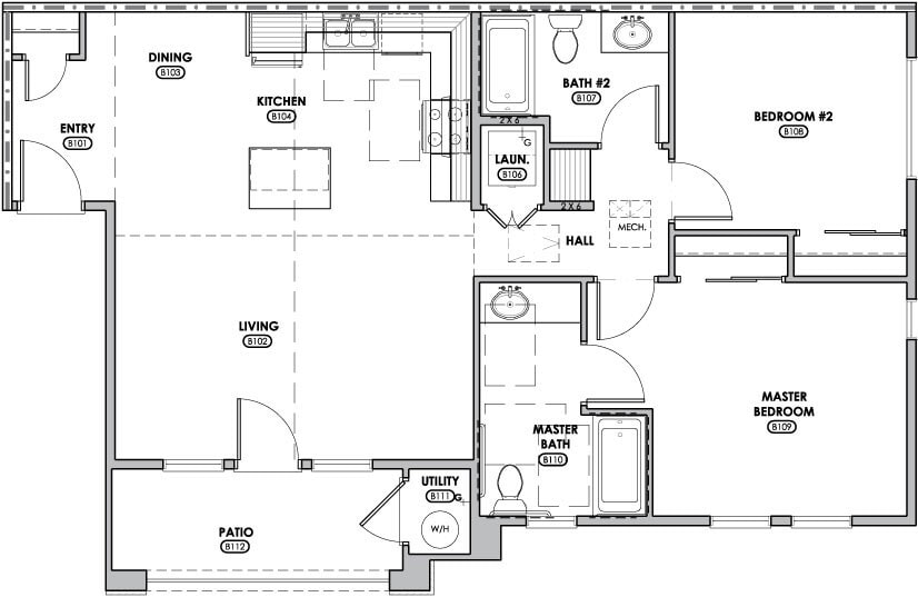 2x2b Floor plan - Luxe Ripon Apartments