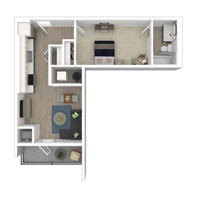 1x1 C 3D Floorplan - Ascend RVA Student Living