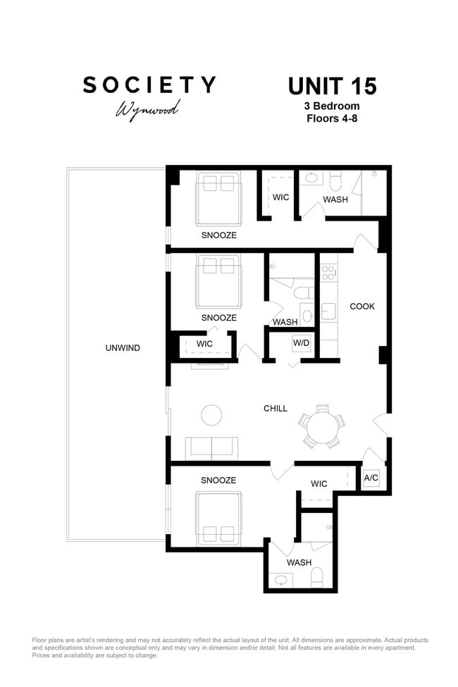 3 Bed - Unit 15 - Fl 4-8 - Society Wynwood