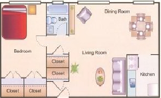 1BR/1BA - River Crossing