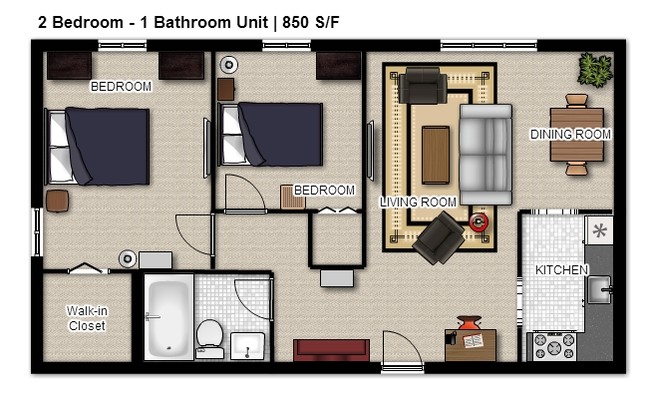 2BR/1BA - RidgeView Towers