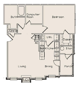 1BR/1BA - Woodstone Apartments