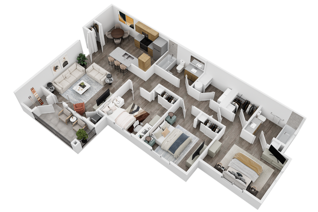 Sage Point Village Apartments 3 Bedroom 2 Bathroom 3D Floor Plan in Ammon ID - Sage Point Village