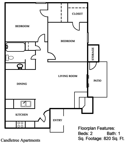 2BR/1BA - Candletree