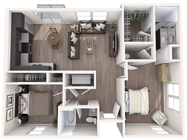 2 bedroom, 2 bathroom floorplan - Crismon Gateway