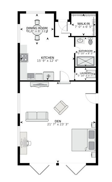 Floorplan with front room as a bedroom/den/office - 428 W Solidelle St