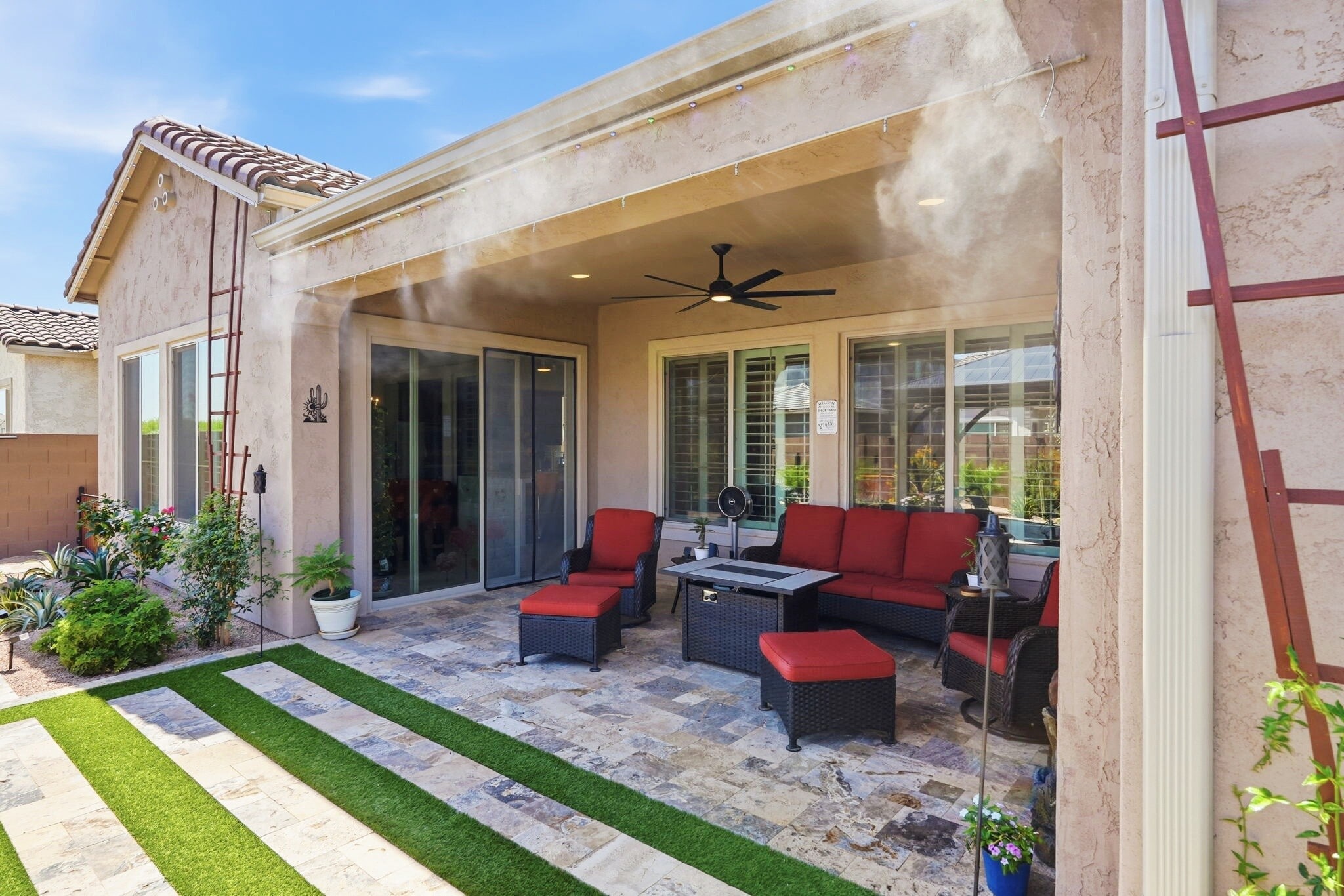 Backyard patio with professional misting system - 22536 E San Tan Blvd