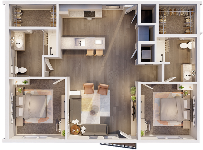 2B ADA Floorplan - 2br, 2ba - 961 SF - South Bank at Quarry Trails