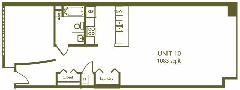 1 Bedroom / 1 Bath / 1083 Sq.Ft. - Eleventh Street Lofts