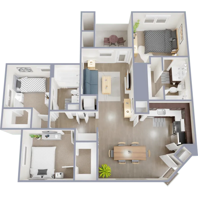 Three bedroom, two bath, 1,294 square foot apartment home - Panorama at Arvada Ridge