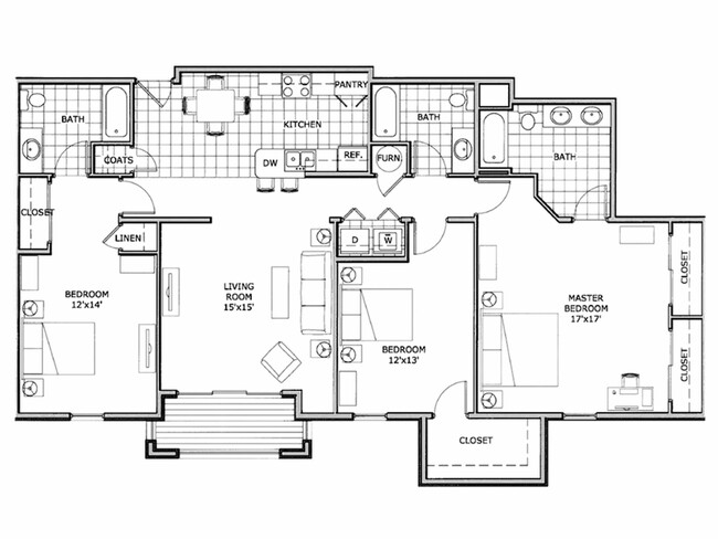 3 bedroom apartment | Springfield, MO - The Abbey Apartments