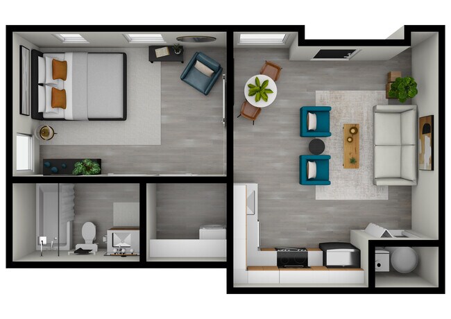 1bd/1ba 524sqft - The Blue Mason Apartments