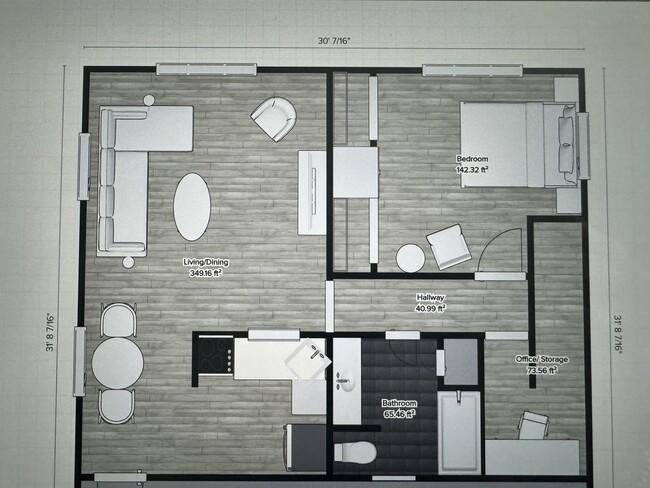 Apartment with furniture layout. - 3670 NE 6th Ave