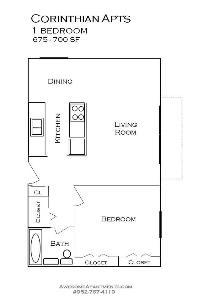 1BR/1BA - Corinthian Apartments