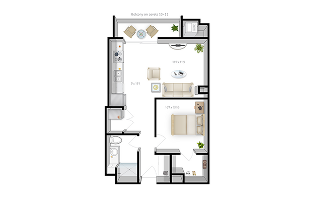 A1-1x1-Floor-Plan-The-Bridges-Dinkytown-Student-Apartments-Minneapolis-MN - The Bridges Dinkytown