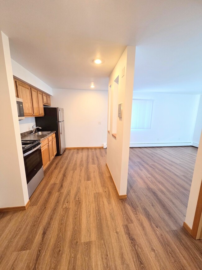Large 1 bed kitchen view 2 - Madison Square Apartments
