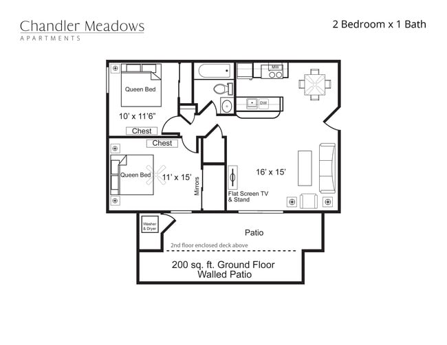 2 Bedroom, 1 Bath - Chandler Meadows