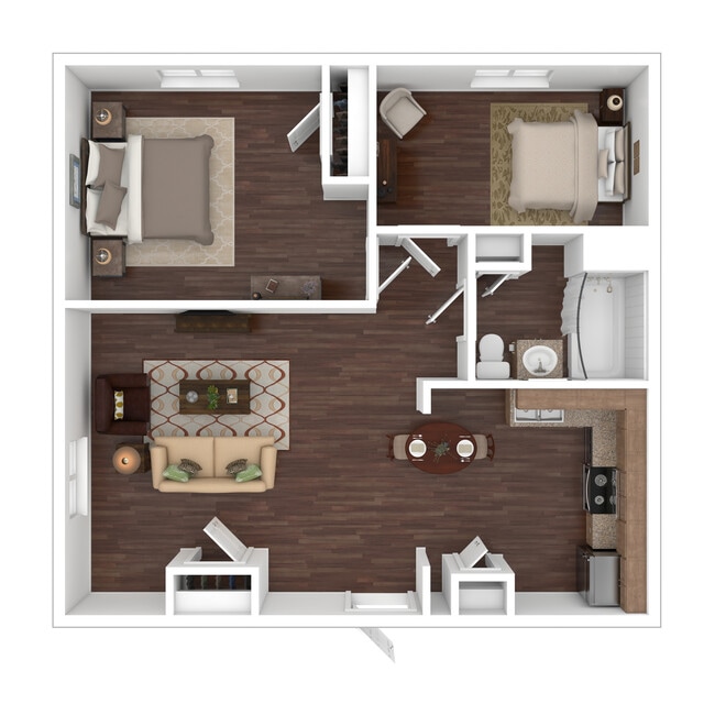 2 Bedroom Apartment Floor Plan - Bryn Mawr Apartments