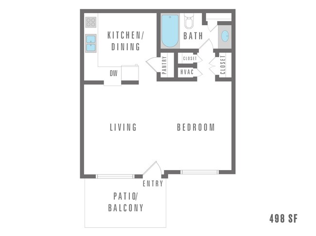 Studio = 498 sq ft. - Chestnut Park