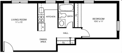 1BR/1BA - University City Apartments