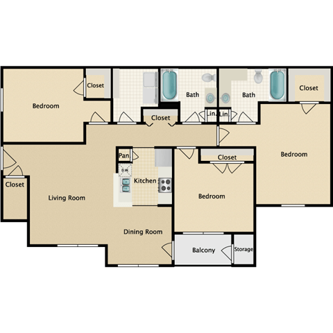 Floorplan - Stonebriar Woods Apartment Homes