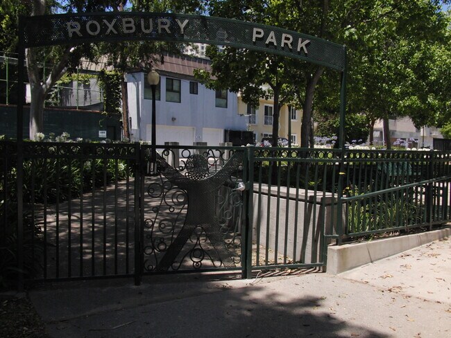 Guesthouse seen from Roxbury Park - 456 S Spalding Dr