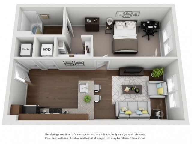 A1 | One Bedroom - Lookout on Cragmor | Student Housing
