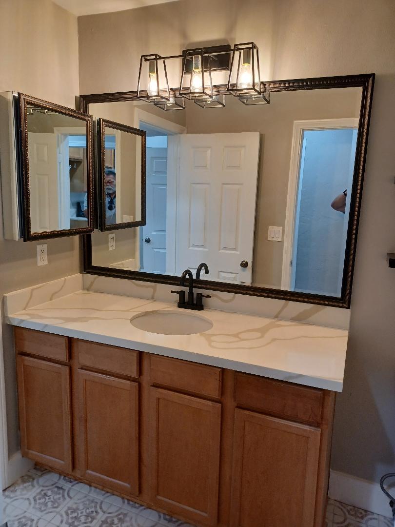 Bath cabinet and mirror - 1440 Lambert W Rd