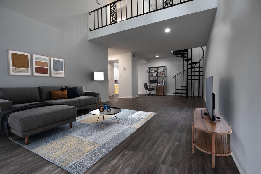 Living Room with Loft - Villas of East Cobb