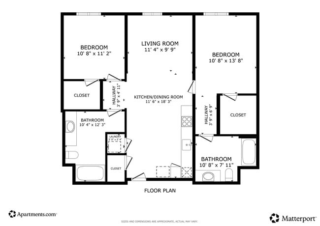 2BR, 2BA - 963SF - Alba