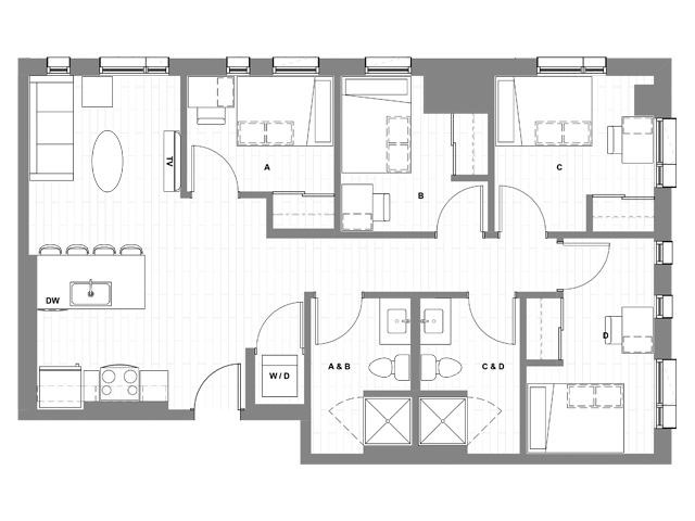 4x2 B - HERE Seattle Student Apartments