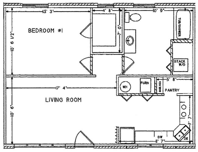 660 SF Floor Plan - River Ridge Place