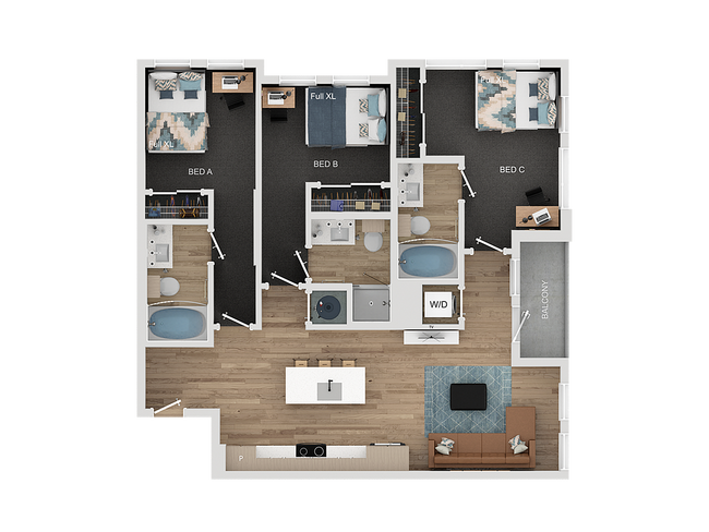 3BR/3BA - C2 - Lumen on Ninth