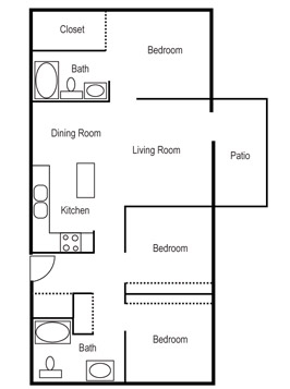 3BR/2BA - Pinecrest Apartments