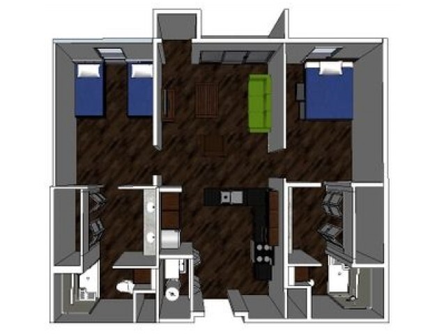 2 Bed - Campus Town Apartments