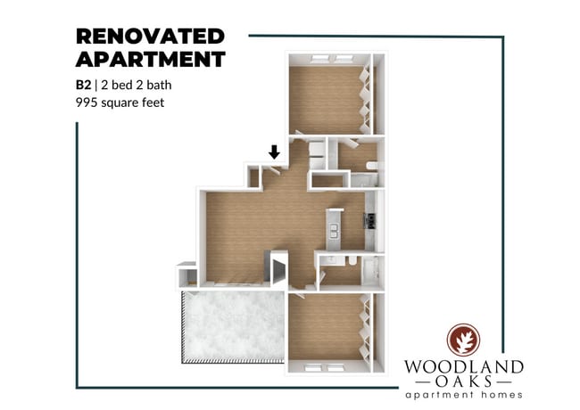 B2 Renovated Floor Plan - Woodland Oaks