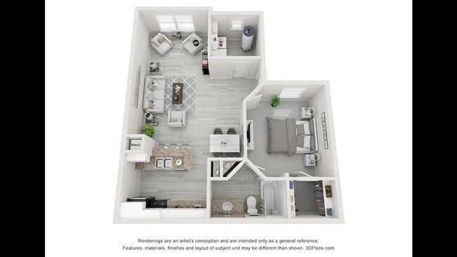 A photo of our 1x1 floor plan, The Camden. - Ashton Chase